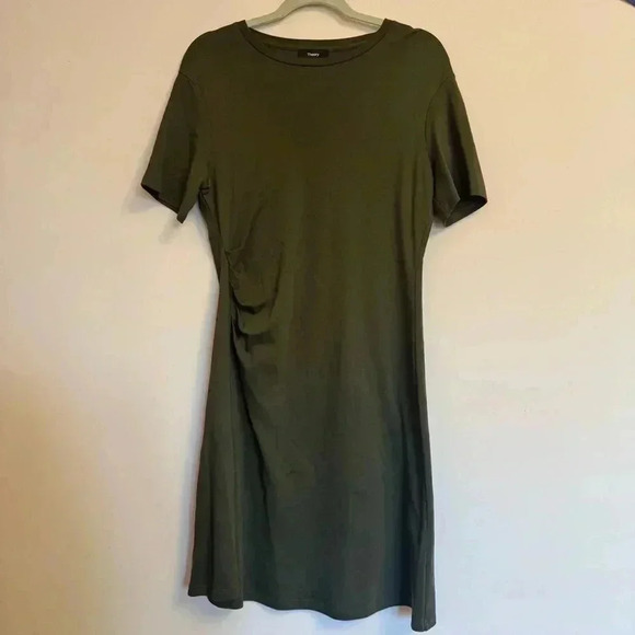 Theory Green Ruched T Shirt Dress - Women’s Large - Picture 5 of 8